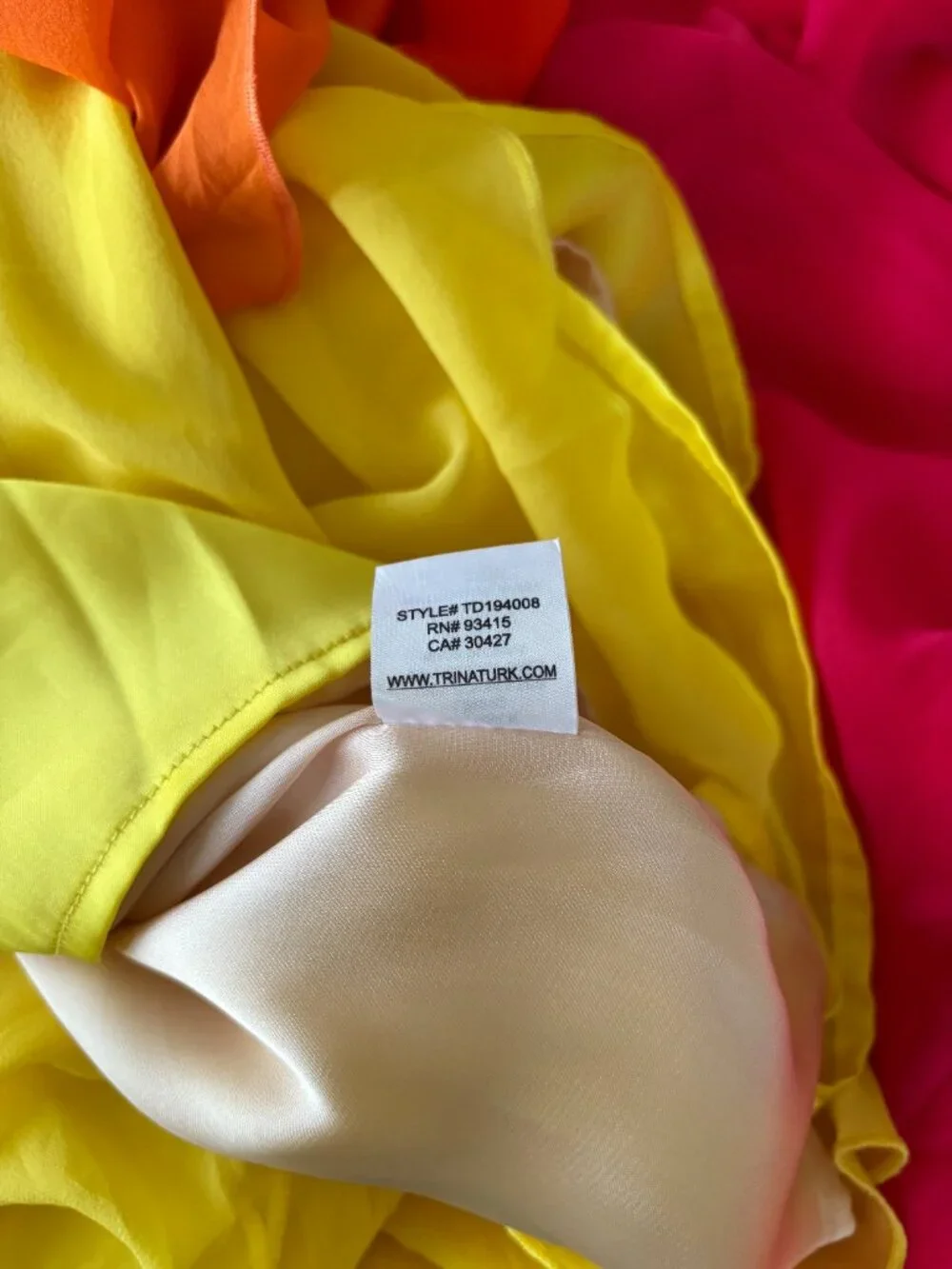 Trina Turk Tiered Silk Chiffon Strappy Dress Ombre Sunset. NWT XS - Picture 8 of 10